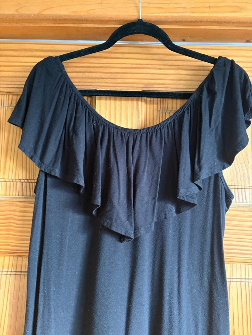 Women’s Black Ruffle Off-Shoulder Top - Picture 3 of 3